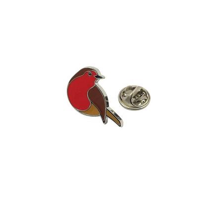 China Folk Art Bird Shape Decorative Silver Metal Pin Custom Badge for sale