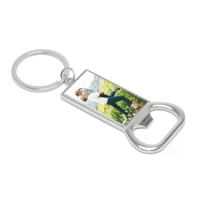 China Durable Metal Key Ring Key Chain Bottle Opener With Custom Printed Logo Sticker for sale