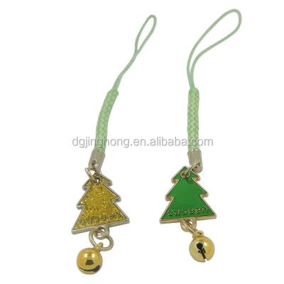 China Promotion Gift Christmas Tree Mobile Phone Strap with Jingles Chime for sale