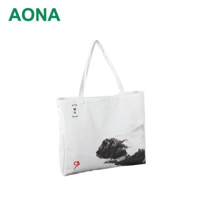 China Custom Made Handled Printed Recycle Simple Cotton Canvas Tote Bag Bulk Large Reusable Organic Shopping Bag With Logo for sale