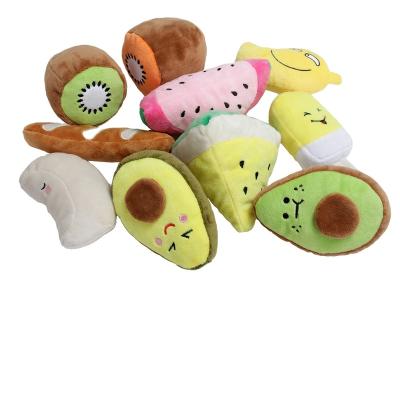 China Latest Stocked Toy Fruit Plush Toys For Dog Modern Custom Pet Dog Squeaker Interactive Squeaky Toy for sale