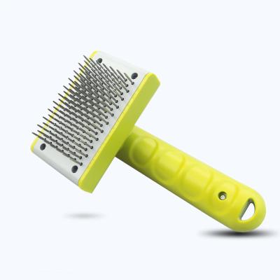 China Viable Dog Shedding Hair Grooming Self Cleaning Slicker Brush Tool for Small Medium Large Dogs and Cats for sale