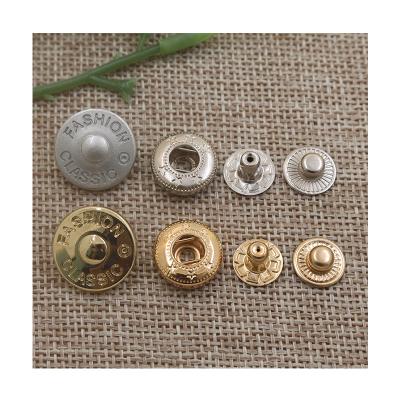 China New design 17mm alloy metal gold washable snap button, four part push button for clothing for sale