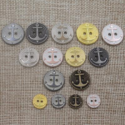 China New factory design fashion alloy metal 2 hole button washable, sewing button for clothing for sale