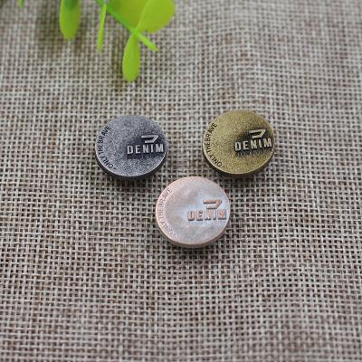 China Good Viable Price Engraving Logo Round Buttons Custom Metal Alloy Leg Jeans Button for sale