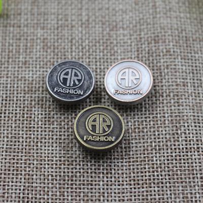 China Sustainable Brand Custom Logo Round Metal Jeans Buttons For Garment Accessories for sale