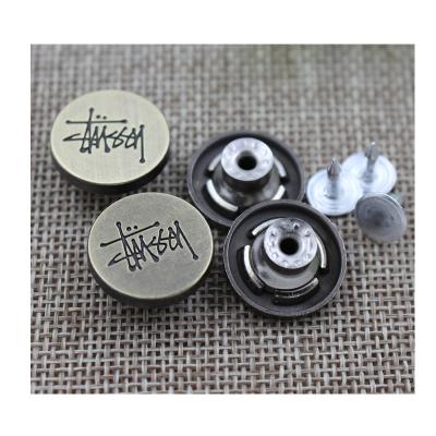 China Sustainable Manufacturer Custom Engrave Logo Metal Jeans Buttons For Jeans , Custom Jeans Button for sale