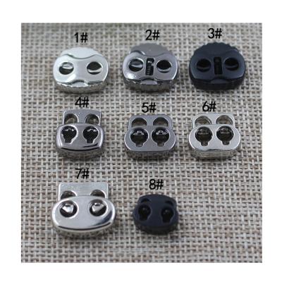 China Fashion Design High Quality Nickel Free Alloy Metal Toggles Two Hole Rope Stopper For Clothing for sale