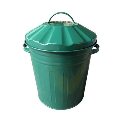 China Mini Small 14L Metal Green Trash Can For Burning Garbage Incinerator Trash Can Home Business for sale