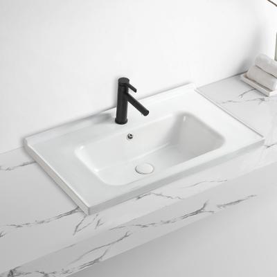 China Modern Stone Easy Clean Sink Lavamanos Cabinet Basin Countertops Ceramic Solid Bathrooms Vanity Basin for sale