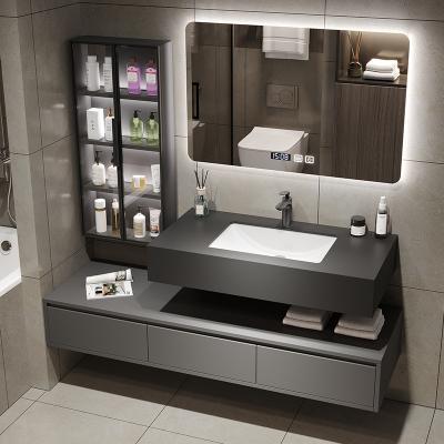 Китай Modern Latest Antique Bathroom Vanity Units With Sink And Side Cabinet Wall Hung Waterproof Bathroom Cabinet продается