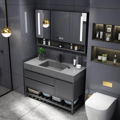 Китай Modern Matte Large 36 Inch Bathroom Vanity Set American Style Single Standing Bathroom Vanity Set Black Wall Mounted Bathroom Cabinet продается