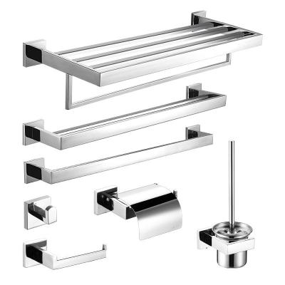 中国 Modern Square Stainless Steel Washroom Accessories Hotel Bath Hardware Accessories Set 販売のため