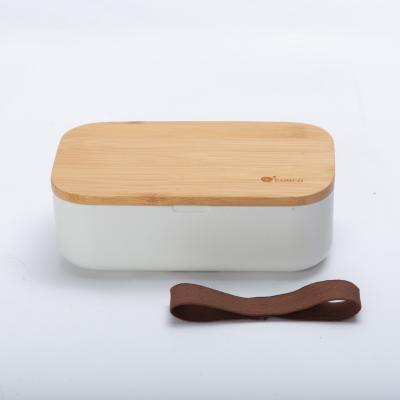 China Custom Bamboo Lunch Box PORTABLE BPA Free Bamboo Lid PP Microwavable Bento Box for Adults for sale