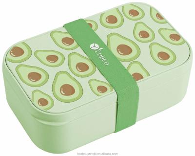 China On-the-go Food Grade Custom Logo Eco Microwave Safe Leak-proof Bamboo Fiber Plastic Storage Lunch Box for Kids with Cutlery Set for sale