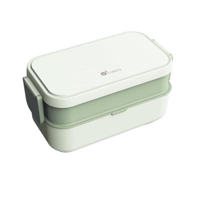 China Customized Logo Rectangle Lunch Box with Eco-Friendly PP Plastic and Bamboo Fiber for sale