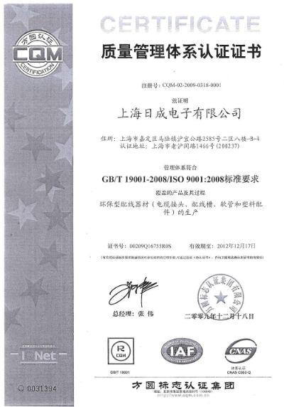 ISO9001 - Shanghai Richeng Electronics Co., Ltd.