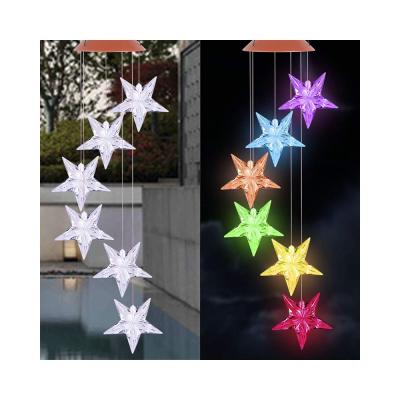 China Outdoor Waterproof Garland Lights Hanging Lantern Christmas Decor Garden Light Wind LANDSCAPE DIFUL LED Chime Solar Lamp Star Chime Decoration Lights for sale