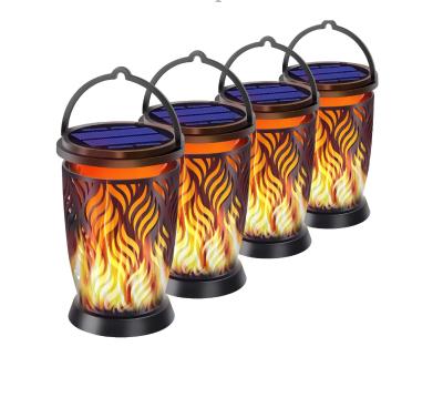 China Solar Polycarbonate Pathway Light with Flickering Flame - 2 Pack Outdoor Solar Lights 3 in 1 Hanging Lantern Auto On/Off Waterproof Flame Ligh for sale