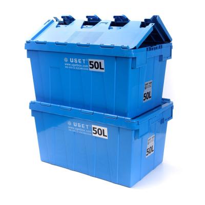 China 1 Wholesale Reusable Stackable PlasticTote Stackable Moving Box With Lid Sale for sale