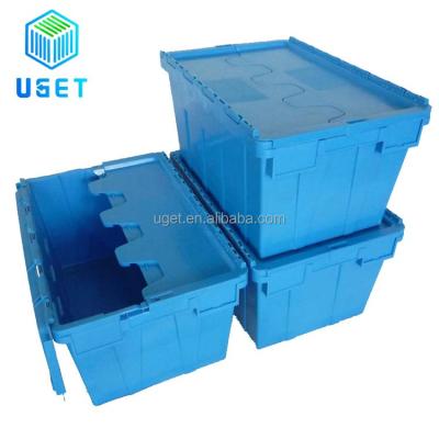 China Wholesale 66L Recyclable Large Recyclable Stackable Desktop Lid Foldable Plastic Crate Box Manufacturer for sale