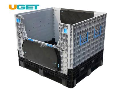 China New HDPE Foldable Mesh Fruit Large Stackable Plastic Storage Transport Pallet Moving Boxes for sale