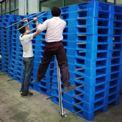 China Single Faced Accept Sample Order Custom Color Transport Smooth 6 Runners Plastic Steel Pallet for sale