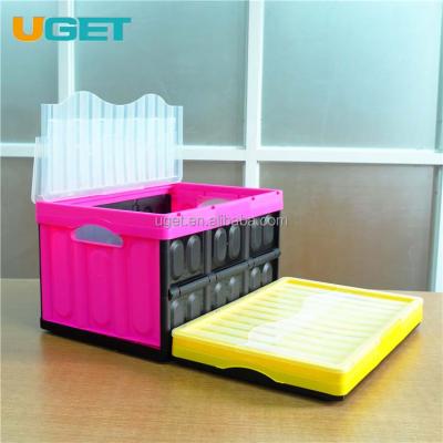 China Collapsible Collapsible Folding Container Tote Box With Lid Plastic Storage Box Tub Tub for sale