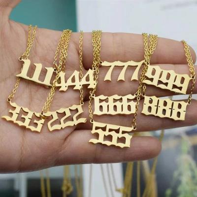 China Vintage Fashion, Personalized, Versatile Number 111-999 Stainless Steel Pendant Necklace Stainless Steel Trend Year Necklace for sale