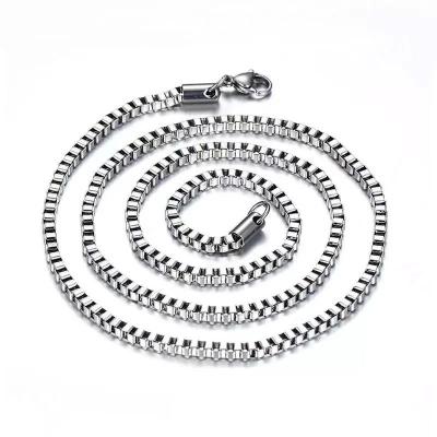 China Vintage Customizable length stainless steel necklace box chain, fashionable and versatile sweater collarbone chain for sale