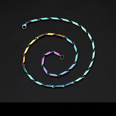 China Vintage Customizable Quenched Tidal Men's Titanium Steel Stainless Steel Diamond Rod Necklace Colorful Bamboo Necklace for sale