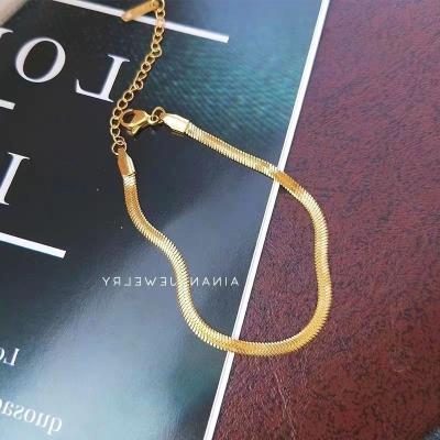 China CLASSIC Simple and fashionable stainless steel gold-plated collarbone chain, titanium steel blade bracelet for sale