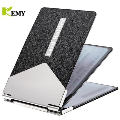 China Vintage Front Pocket PU Carbon Fiber Wallet Men's Minimalist Slim Slim RFID Blocking Custom Leather Credit Card Holder for sale