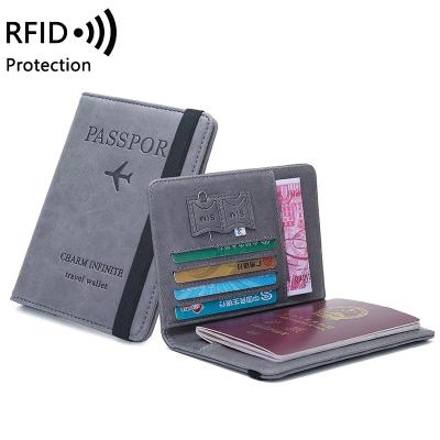 China PU Women Men RFID Vintage Business Passport Covers Holder ID Bank Card PU Wallet Case Multifunctional Leather Travel Accessories for sale