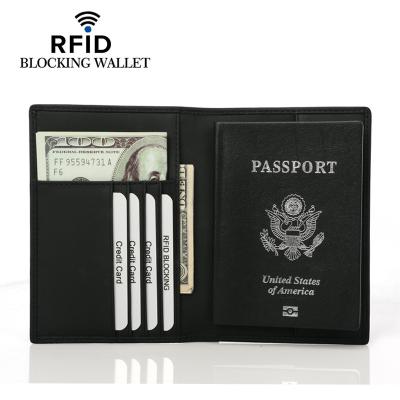 China Same Anti-theft Amazon PU Passport Jacket RFID Wallet Protected Leather Card Cover Travel Documents Storage Bag for sale