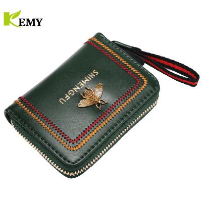 China Retro Wallet 2022Card Women Card Holder With RFID Blocking Zipper Bank ID Credit Card Wallet For Women Men for sale