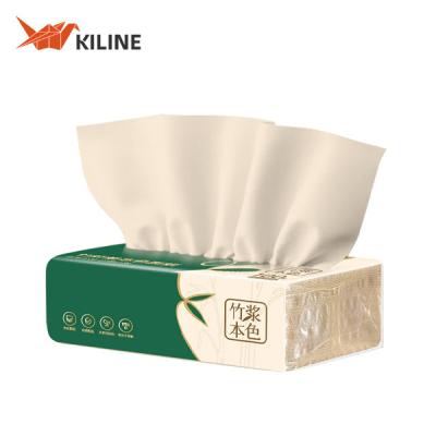 China Soft Bamboo Facial Tissues 3 Ply Natural Unbleached Facial Paper 70gsm Dry Or Wet Use for sale