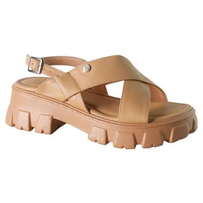 China Custom Made Women's Fashion Trend Women's Summer Chunky Chunky Sandals Unique Cross Strap for Women and Ladies for sale