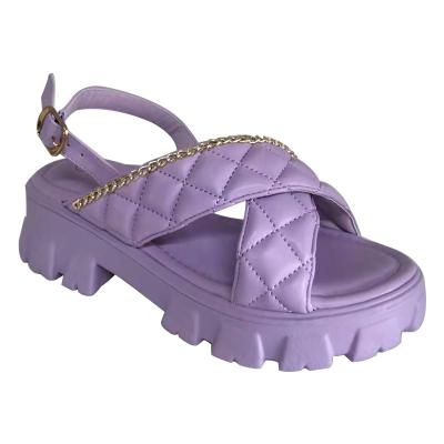 China Custom Made Women's Fashion Trend Women's Summer Chunky Chunky Sandals Unique Cross Strap for Women and Ladies for sale