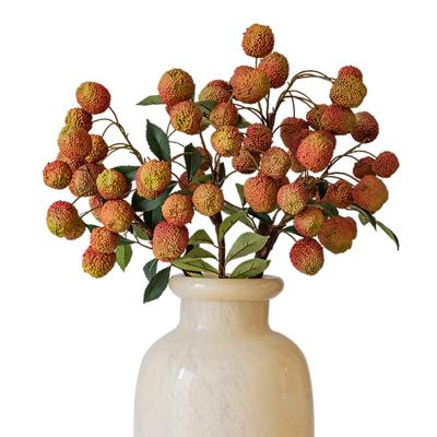 China Plant branch fruit decoration lychee fruit branch plastic flower in plant flower arrangement indoor realistic artificial real touch for sale