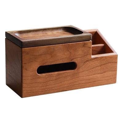 China Coffee table remote control cosmetics living room tissue box storage box viable solid wood multifunctional storage box for sale