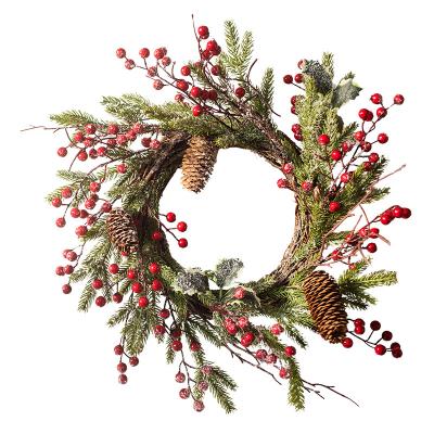 China Christamas Home Decor Christmas Decoration Rattan Pine Rattan Berries Christmas Red Wreath for sale