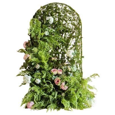 China Celebration Screen Flower Wall Wedding Backdrop Decoration Wedding Party Green Plant Artificial Flower Decoration for sale