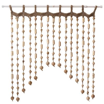 China Minimalist Solid Wood Hanging Bead Wooden Bead Half Arch Curtain Beaded Home Decoration for sale