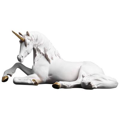 China Nordic Luxury Light Pieces Home Decoration Horse Unicorn Statue Europe Animal Resin Craft for sale