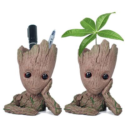 China Resin brush pot tree person anime statue treasure Groot pen stand figure toy model statues for sale