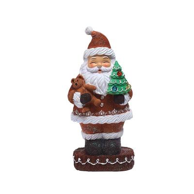 China Europe Christmas atmosphere decoration gingerbread Santa Claus lighting decoration living room porch table resin decoration for sale