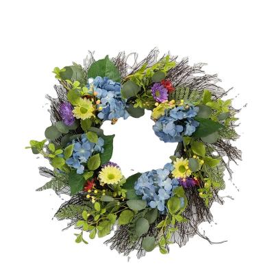 China Plastic+Artificial Plants and Flowers Sunflower Decorative Wire+Fabric Wreaths Wedding Flower Garland for sale