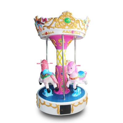 China Plush 3 Players Mini Carousel Rides Kids Games Coin Operated Merry Kids Go Round For Amusement Park for sale