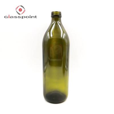 China Food Wholesale 1000ml Square Antique Green French Olive Oil Glass Bottle for sale